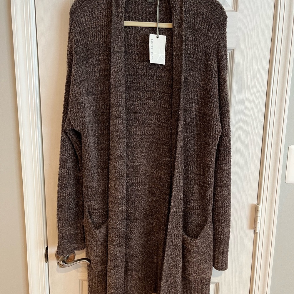 Barefoot Dreams Cozy Chic Lite Ling Weekend Cardigan Size Large color Brown